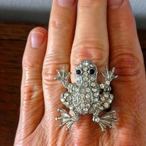 Rhinestone Frog Ring